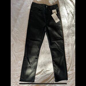 NWT Zara Coated High Rise Slim Pants in Black, US 6